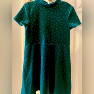 Beautiful green dots dress for toddler girls. Perfect for Holiday Season!